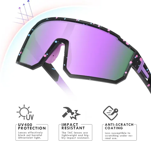 Vista 3 de Gafas de sol deportivas para niños, polarizadas, con protección UV400, para niños y niñas, para béisbol, softbol, ciclismo