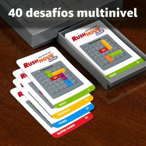 Vista 3 de ThinkFun Rush Hour Junior - Juego clásico de lógica de atasco de tráfico - Nuevo aspecto para 2024 - Juguete STEM para niños - Rompecabezas
