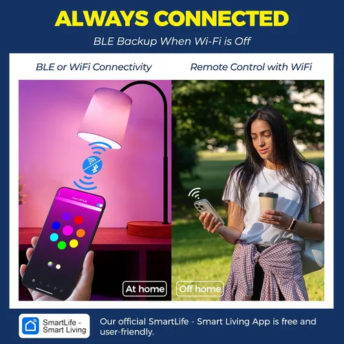 Vista 2 de Lightinginside - Bombillas inteligentes de 60 W equivalentes, bombilla WiFi inteligente compatible con Alexa/Google Assistant/Smart Life, A19 E26