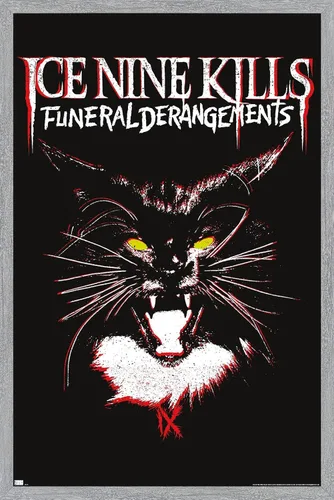 Vista 13 de Ice Nine Kills - Póster de pared con diseño de gato, 22.4 pulgadas de largo x 14.7 pulgadas de ancho, versión enmarcada de madera de granero Versión
