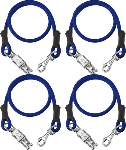 Vista 8 de Riakrum 4 lazos elásticos para remolque de caballo con cierre rápido, color Negro
