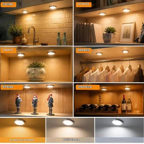 Vista 3 de Luces LED inteligentes de disco con control de aplicación, iluminación de gabinete regulable con Bluetooth, sincronización de música y función