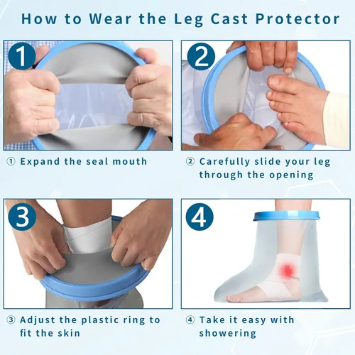 Vista 3 de SUPERNIGHT Funda impermeable para pies para ducha y baño, reutilizable, adulto Sellado hermético, protege las heridas de pies
