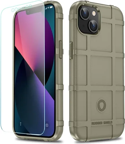 Vista 14 de Funda para iPhone 13, Rugged Shield 8 pies a prueba de caídas TPU Armadura gruesa Funda protectora táctica compatible con iPhone 13 (6.1 pulgadas)