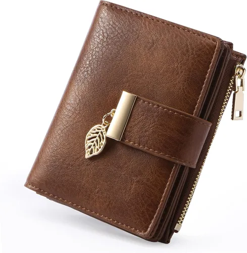 Vista 19 de yiijay Billetera pequeña para mujer, con bloqueo RFID, de piel, plegable, tarjetero para tarjetas de crédito para mujeres, cartera compacta