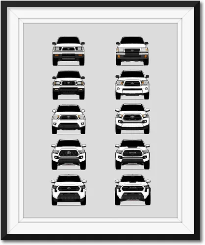 Vista 16 de Custom Car Posters Póster hecho a mano compatible con Toyota Tacoma Generations e impresión de Toyota Tacoma TRD Pro SR5 – Multi, impresión satinada