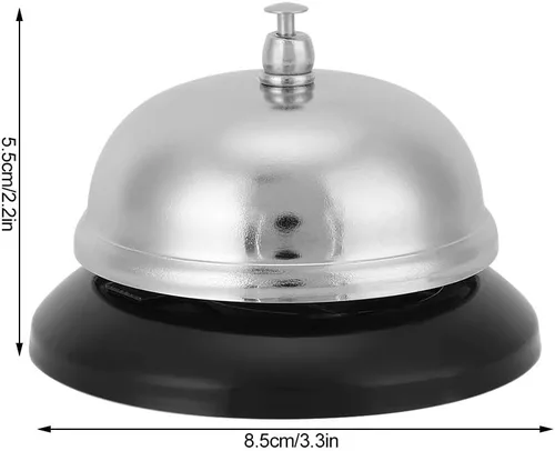 Vista 7 de Campana de llamada de acero inoxidable - Campana de servicio para escritorio de restaurante y recepción, campana de escritorio compacta