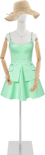 Vista 11 de Maniquí femenino con forma de torso, 51.18-70.87 pulgadas, maniquí de costura ajustable en altura con soporte de metal, cuerpo de maniquí