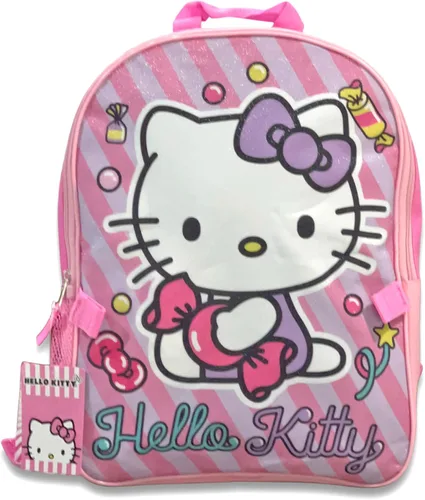 Vista 4 de Fast Forward Mochila rosa con licencia para niños de 15 pulgadas con set combinado de lonchera - Agre: 3+ (Hello Kitty)