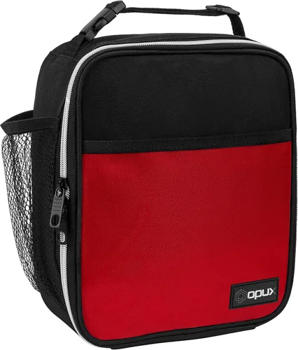 Vista 10 de OPUX lonchera aislada de alta calidad Bolsa de almuerzo escolar suave hermética para niños y niñas Durable y reutilizable como lonchera de Negro