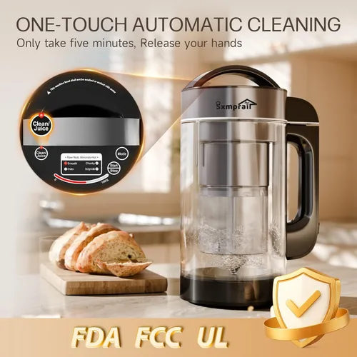 Vista 6 de Máquina para hacer leche de almendras de acero inoxidable 304 (filtro integrado) 50 onzas, 6-7 tazas por lote, licuadora de cocina 8 en 1 para hacer
