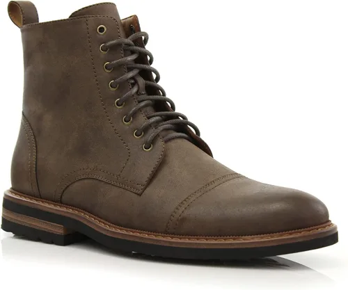 Vista 29 de Polar Fox Botas de tobillo para hombre Colección de botas casuales con cordones Estilos de punta redonda y punta lisa 1. Negro y lana