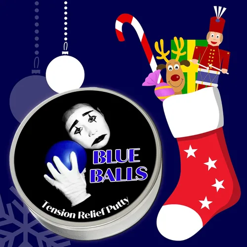 Vista 5 de Blue Balls - Masilla para aliviar la tensión, divertida masilla de estrés para hombres, juguete para ansiedad, azul, lata de metal