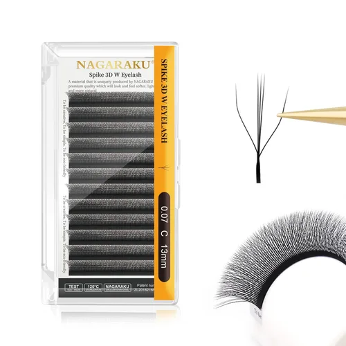 Vista 199 de NAGARAKU Extensiones de pestañas prefabricadas en abanico 3D W 0.05 C 0.315 0.05-C 3D W