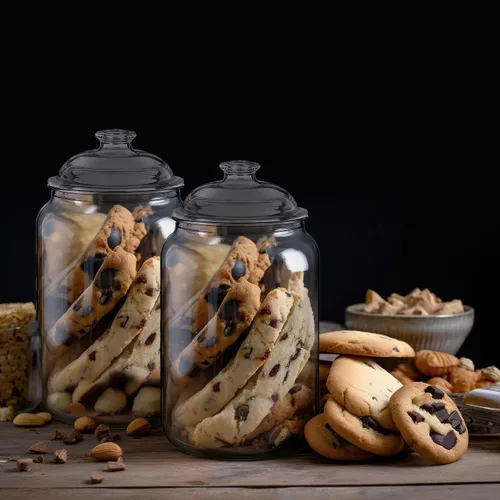 Vista 5 de Nuogo 2 tarros de plástico transparente para dulces y galletas de 128 onzas con tapas