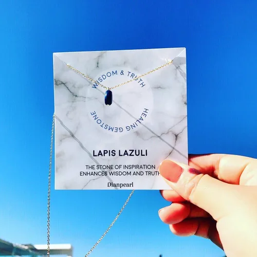 Vista 3 de [Premium Gemstone] Lapis Lazuli necklace, Best friend necklace, gemstone Necklace, friendship necklace, Gold dainty necklace, February birthstone