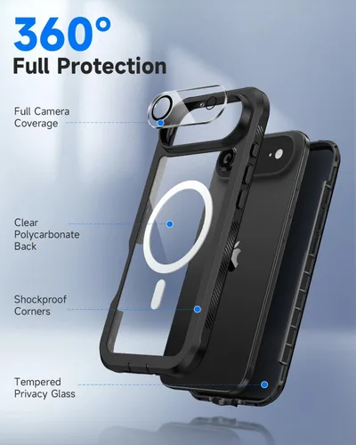 Vista 2 de seacosmo para iPhone Air Funda, Carcasa Completa con Protector de Privacidad de Vidrio Templado 9H Integrado y Protector de Lente de Cámara