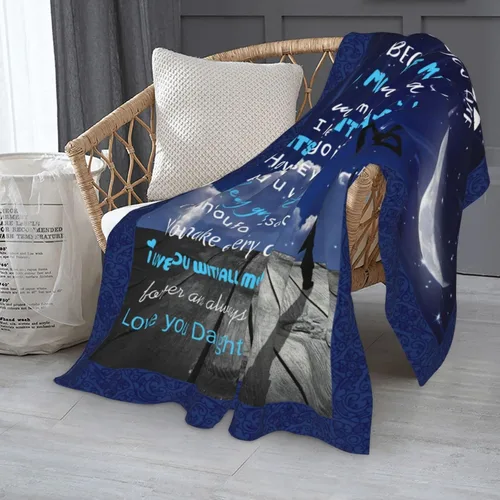 Vista 4 de Manta de franela de hija con texto en inglés "To My Dad", manta de franela para regalo de cumpleaños, súper suave, cálida y mullida, manta de lujo