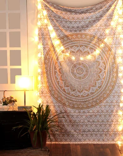 Vista 13 de RAJRANG - Tapiz de mandala grande para dormitorio y sala de estar, tapices de algodón para colgar en la pared