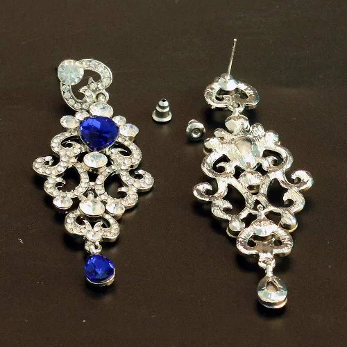 Vista 5 de Chran Exquisitos pendientes de boda de cristal con forma de lágrima para mujer