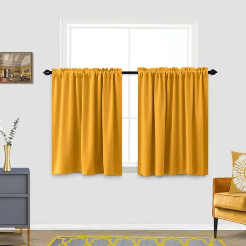 Vista 44 de Cortinas de café KOUFALL de 18 x 24 pulgadas para tratamientos de ventanas pequeñas, niveles de cortinas bohemias opacas para ventanas de RV y Beige