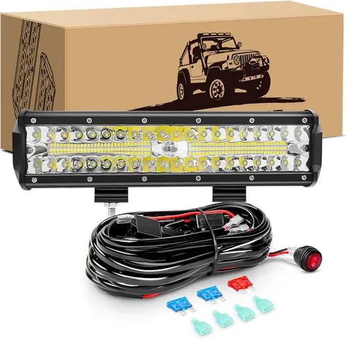 Vista 11 de GOOACC Barra de luz LED ámbar de triple fila de 12 pulgadas, 240W, 30000LM, combo de inundación y foco, luz de trabajo todoterreno para conducción