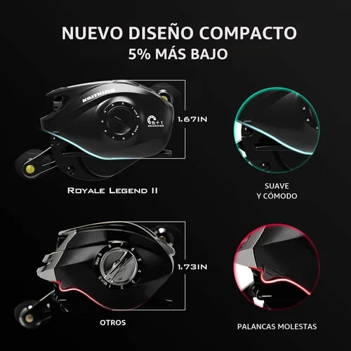 Vista 5 de KastKing Royale Legend II Baitcasting Reels, Available in 5.4:1 and 7.2:1 Negro-izquierda