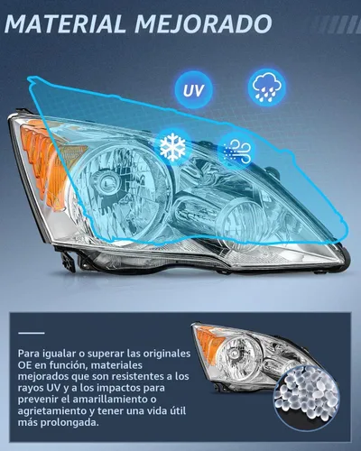 Vista 5 de Nilight - Conjunto de faros delanteros para Honda CRV (CR-V) 2007 2008 2009 2010 2011, carcasa cromada, reflector ámbar Cromo