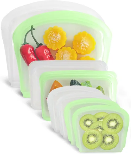Vista 9 de Paquete de 6 bolsas de almacenamiento de alimentos de silicona