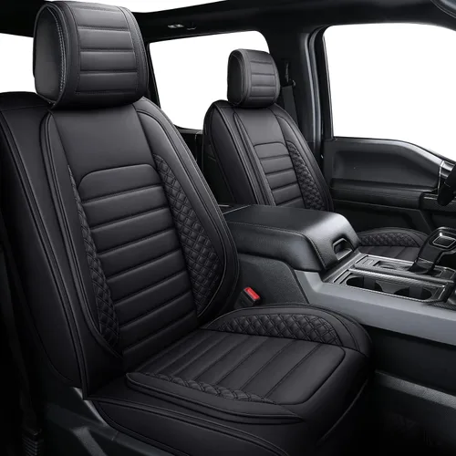 Vista 2 de YIERTAI Fundas de asiento de coche para asientos delanteros F150 2009-2022 y 2017-2022 F250 F350 F450 2017-2022 protectores de cojín de cuero