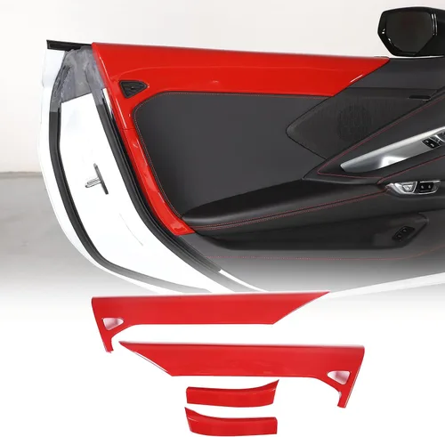 Vista 8 de Cubierta de panel interior de puerta compatible con Chevrolet Corvette C8 Stingray 2020-2024, decoración de marco de panel superior de puerta Azul