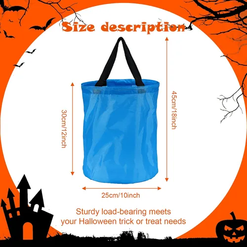 Vista 4 de Shappy 2 bolsas de dulces de Halloween con luz LED, para dulce o truco, cubo de dulces de Halloween, multiusos, reutilizable, para suministros
