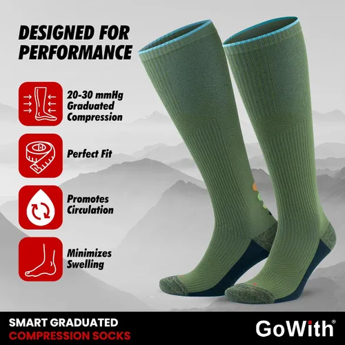 Vista 24 de GoWith Compression Socks for Men & Women, Cushioned 20-30 mmHg Graduated Compression Running Socks, Athletic Knee High Socks