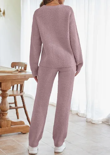 Vista 3 de MEROKEETY Conjunto de pijama de 2 piezas de forro polar mullido para mujer