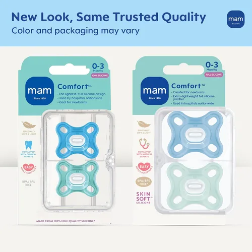 Vista 2 de MAM Comfort - Chupete para bebé de 0 a 3 meses, ligero, de silicona de una Zafiro azul/mate azul