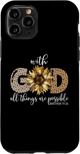 Vista 27 de iPhone 16 With God All Things Are Possible Leopard Sunflower Faith Case