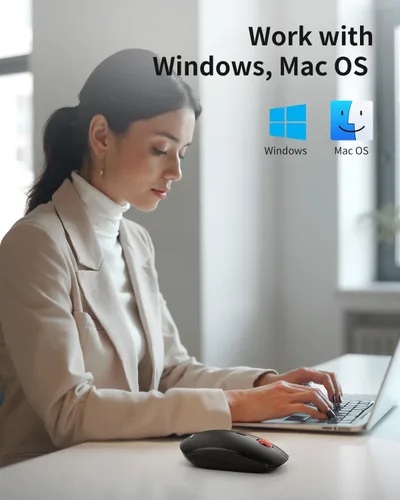 Vista 7 de Ratón inalámbrico, mini mouse inalámbrico delgado de 2.4G, agarres ergonómicos, 5 niveles ajustables 4000 DPI, pequeños ratones ópticos portátiles