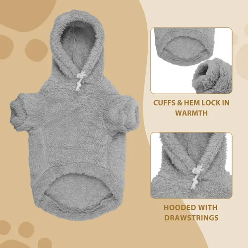 Vista 2 de Suéteres mullidos para perros medianos, suéter con capucha para perro, ropa cálida, suave y acogedora, abrigos para mascotas, sudadera con capucha