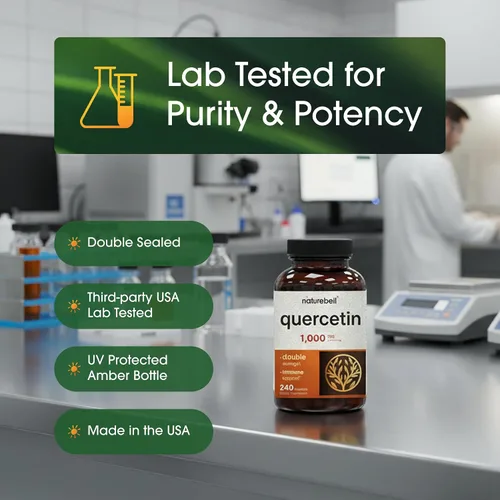 Vista 5 de NatureBell Suplemento NAC de 1200 mg por porción 240 cápsulas, N-acetil cisteína con quercetina Doble fuerza - Apoyo para la salud inmunológica