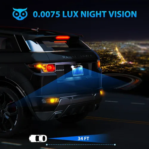 Vista 8 de ZEROXCLUB Cámara de respaldo HD para automóvil, IP69 impermeable con cable para matrícula, cámara de visión trasera de 149 ° de visión amplia