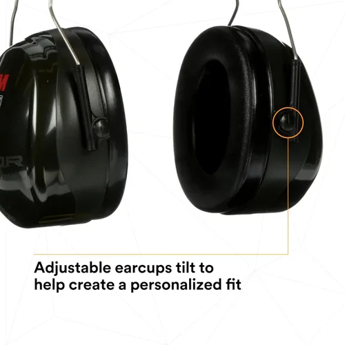 Vista 4 de 3M PELTOR Orejeras Optime 101 de protección auditiva, sobre la cabeza, H7A, 25 dB NRR, auriculares ajustables, compatibles con E-A-Rfit, acero