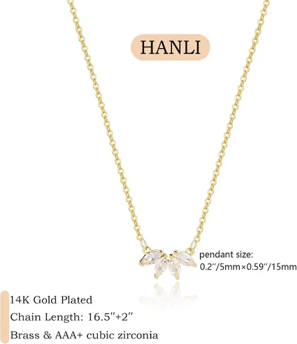 Vista 3 de HANLI Diamond Necklaces for Women Dainty Gold Necklace 14K Gold Plated Simple CZ Moon Star Pendant Necklace Trendy Gold Necklace Jewelry Gifts for