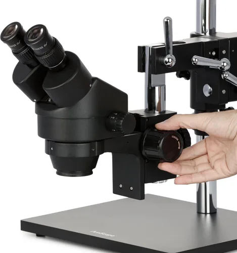 Vista 8 de AmScope SM-4BZ-FRL-B Microscopio de zoom estéreo binocular profesional, ocular WH10x, aumento de 3.5X-90X, objetivo de zoom 0.7X-4.5X, luz de anillo