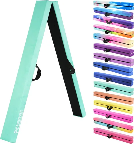 Vista 18 de FC FUNCHEER - Viga de equilibrio plegable, viga de suelo para gimnasia, equipo de gimnasia para niños, base de madera, fondo antideslizante y bolsa