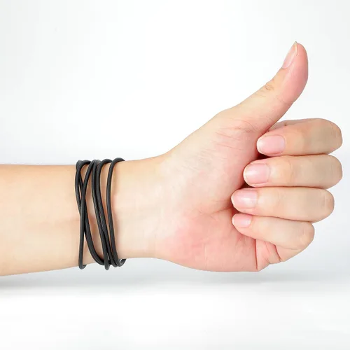 Vista 6 de 30 pulseras de gelatina negra de los años 80, bandas de silicona para el cabello para adultos, mujeres, niños, niñas