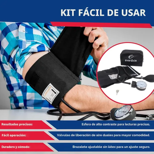 Vista 3 de Dixie EMS tensiómetro aneroide de lujo con mango para la presión arterial., Negro, 1, 1