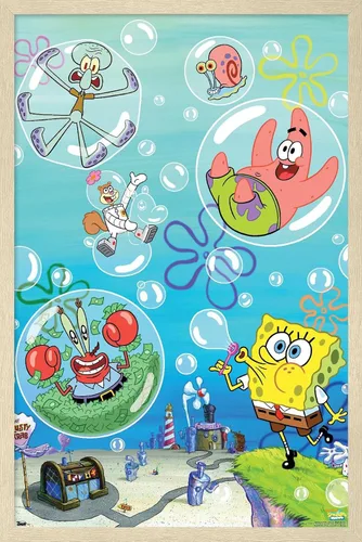 Vista 17 de Trends International Nickelodeon Spongebob Squarepants - Póster de burbujas de pared, 14.725 x 22.375 pulgadas, versión con marco de madera tipo