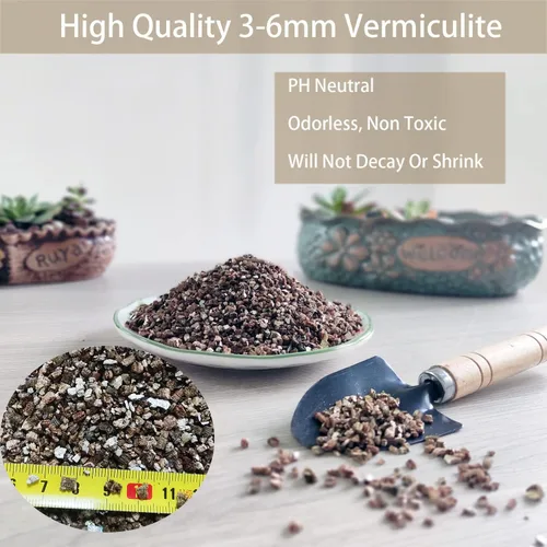 Vista 2 de Vermiculita gruesa natural de 10 cuartos para plantas, mezcla mineral orgánica para macetas, hidroponía, terrarios, orquídeas, hongos o hábitats
