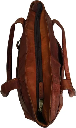 Vista 3 de Bolso de hombro para mujer, de piel auténtica, color marrón, para el día a día, Marrón
