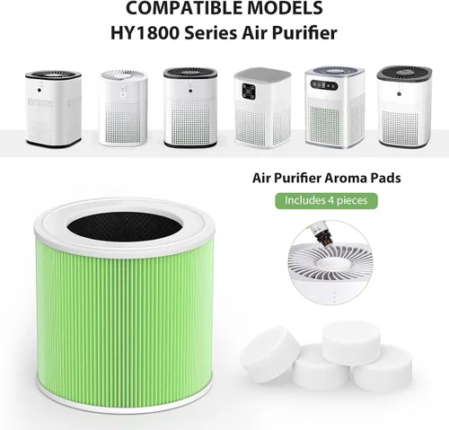 Vista 3 de Paquete de 2 filtros de repuesto HY1800 para purificadores de aire Honeyuan/MORENTO/Loytio Filtración 3 en 1 con tecnología de carbono mejorada